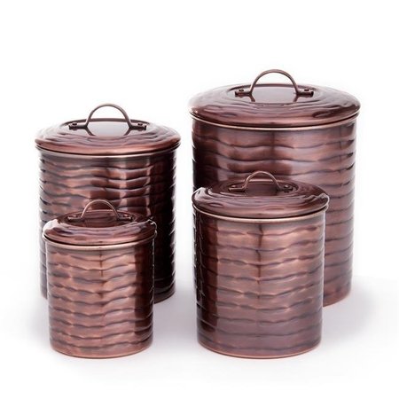 OLD DUTCH INTERNATIONAL Old Dutch International 2143AC 1-4 qt. Wave Canister Set with Fresh Seal Covers; Antique Copper - 4 Piece 2143AC